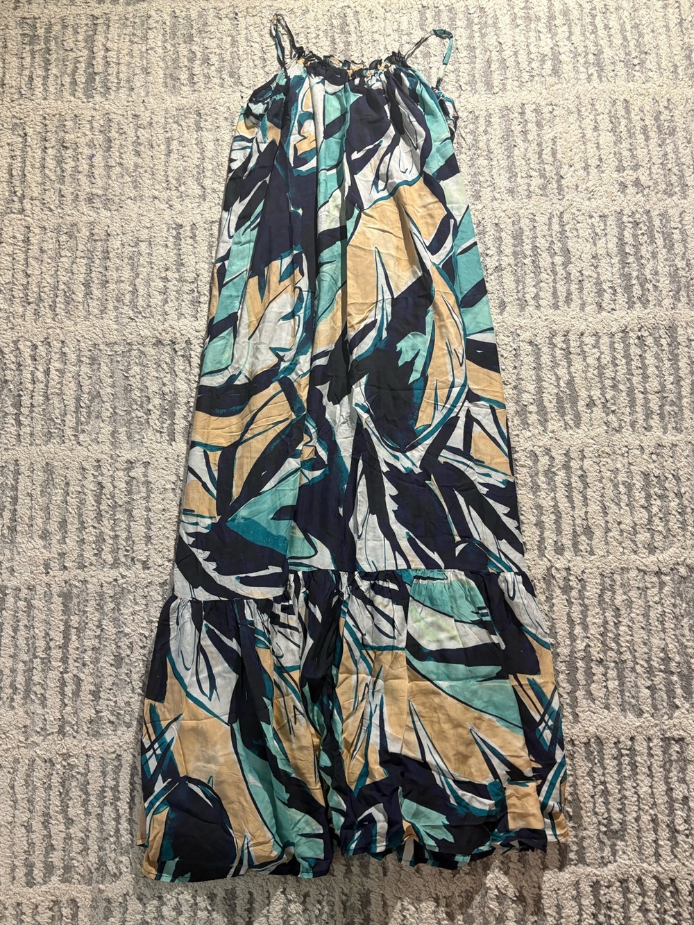Anthropologie blue green long flowy maxi lightweight dress size XS - Picture 4 of 8
